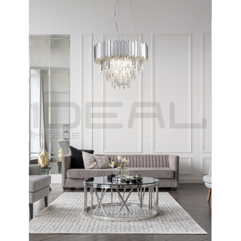 Lampa wisząca Emperor II 50 srebrna glamour kryształ nad stół