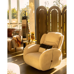 Fotel uszak obrotowy TAPE TEDDY biały boucle