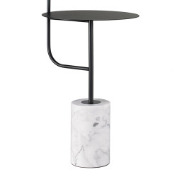 Lampa podłogowe ze stolikiem Vincent czarna 146 podstawa marmur