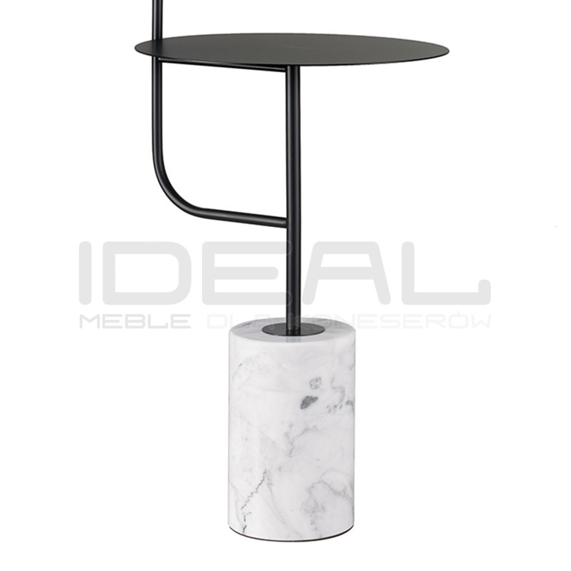 Lampa podłogowe ze stolikiem Vincent czarna 146 podstawa marmur