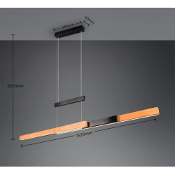 Lampa wisząca Pozioma Bruno czarno drewniana Led