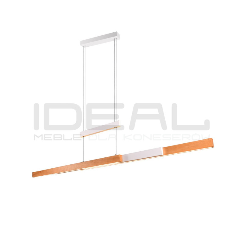 Lampa wisząca Pozioma Bruno biało drewniana Led rozsuwana