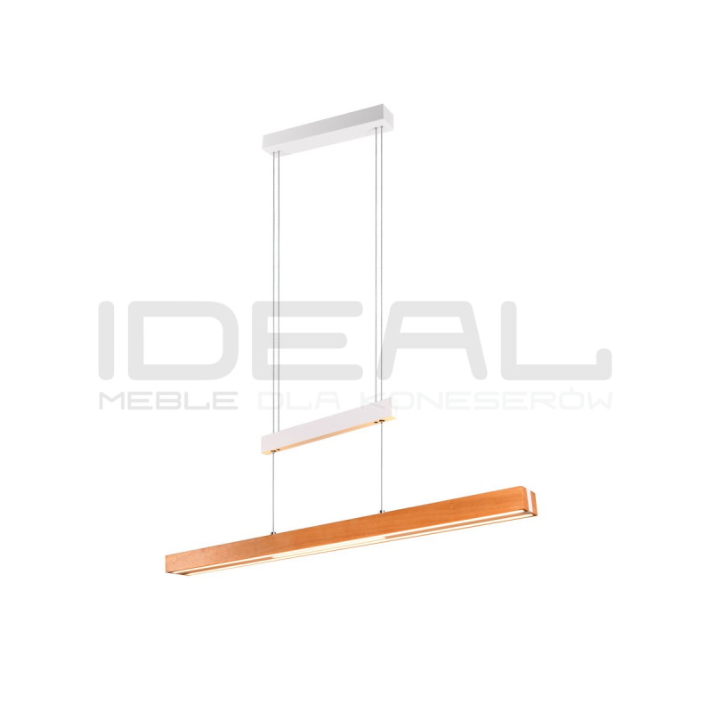 Lampa wisząca Pozioma Bruno biało drewniana Led rozsuwana