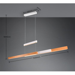 Lampa wisząca Pozioma Bruno biało drewniana Led rozsuwana