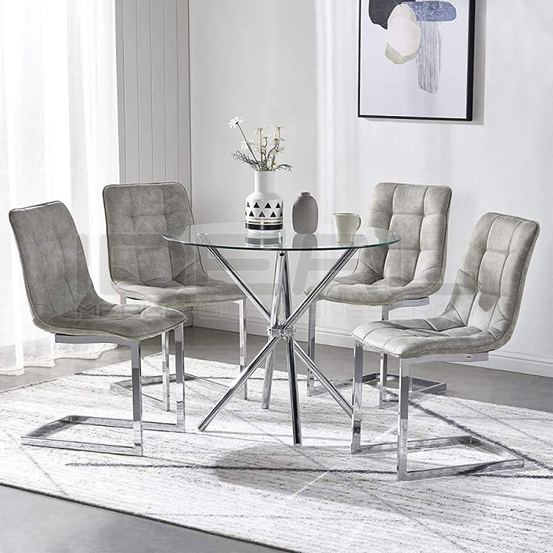 Stół okrągły Chrom Conex 90 szklany