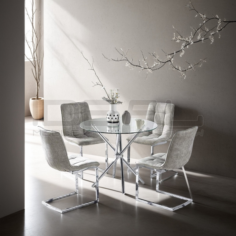 Stół okrągły Chrom Conex 90 szklany