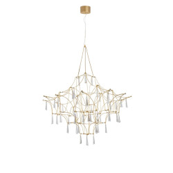 Kryształowy Żyrandol Crystal Rain 80 złoty delikatny  nad stół