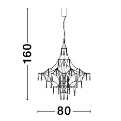 Kryształowy Żyrandol Crystal Rain 80 złoty delikatny  nad stół