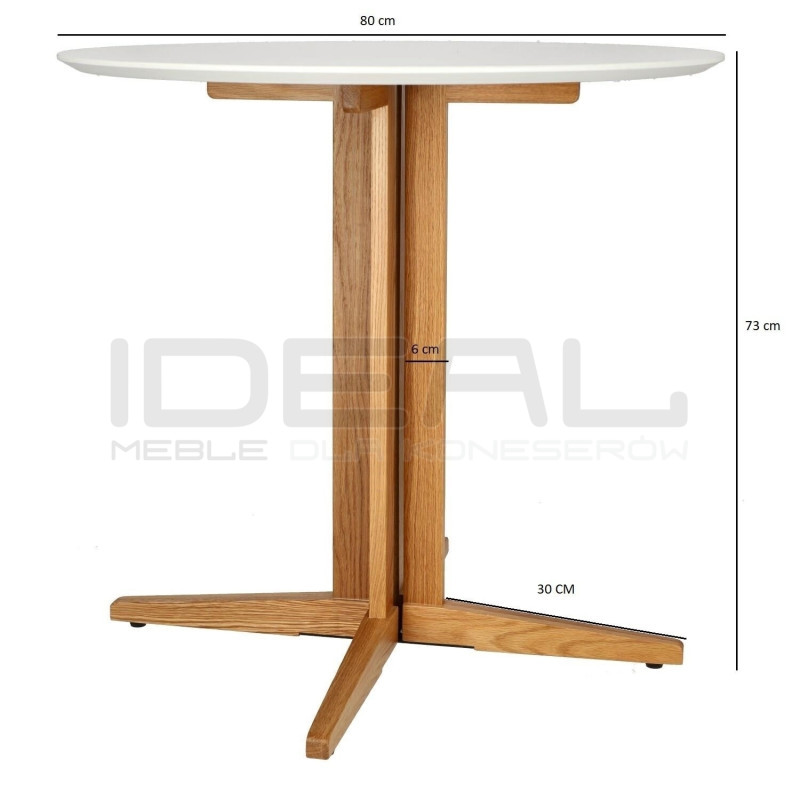 Niewielki Stół okrągły Brich 80 dąb do małej kuchni