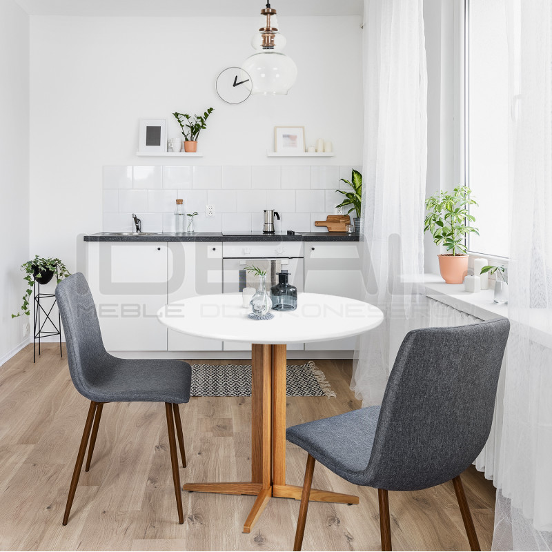 Niewielki Stół okrągły Brich 80 dąb do małej kuchni