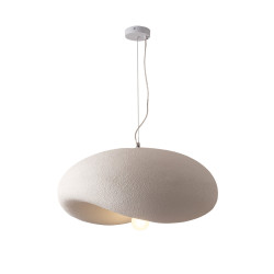 Lampa wisząca STONE FLAT biała 60 nad stół styl boho