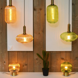 Szklana lampa wisząca Mohito SPHERE zielona