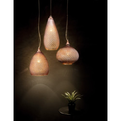 Szklana Lampa wisząca Szyszka 24 różowe złoto