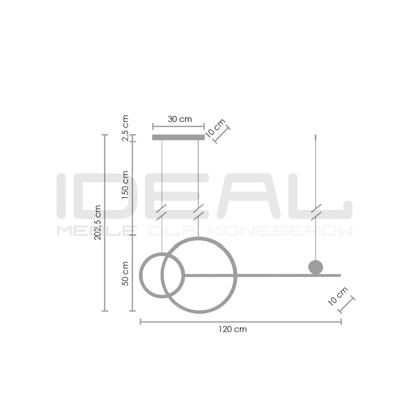 Pozioma Lampa wisząca czarna NEW AGE LED 120 nad wyspę