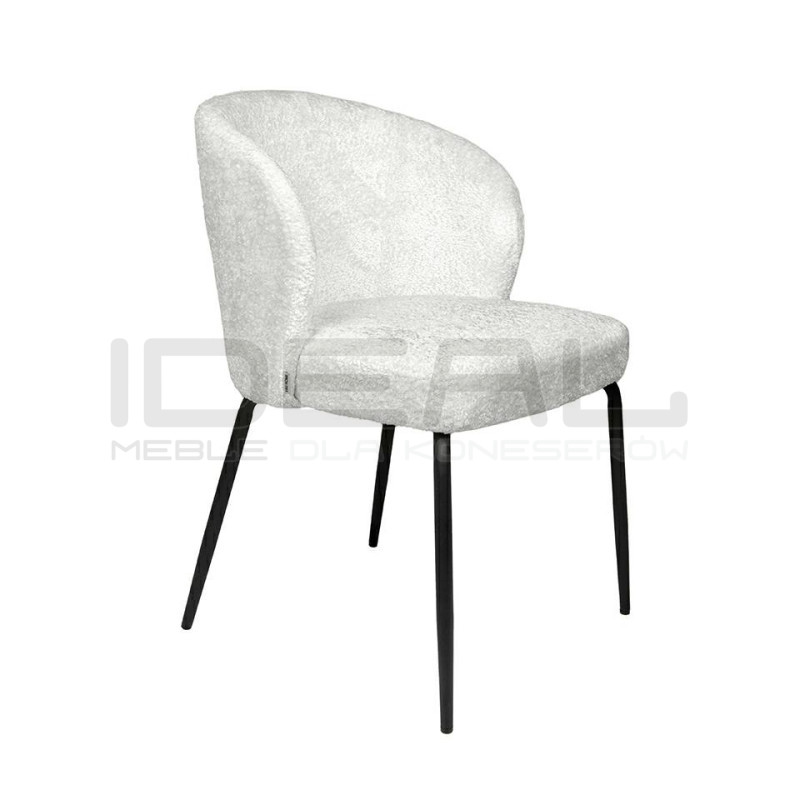 Krzesło tapicerowane GRETA białe z  czarnymi nogami