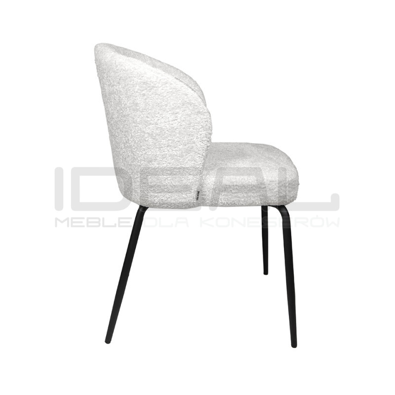 Krzesło tapicerowane GRETA białe z  czarnymi nogami