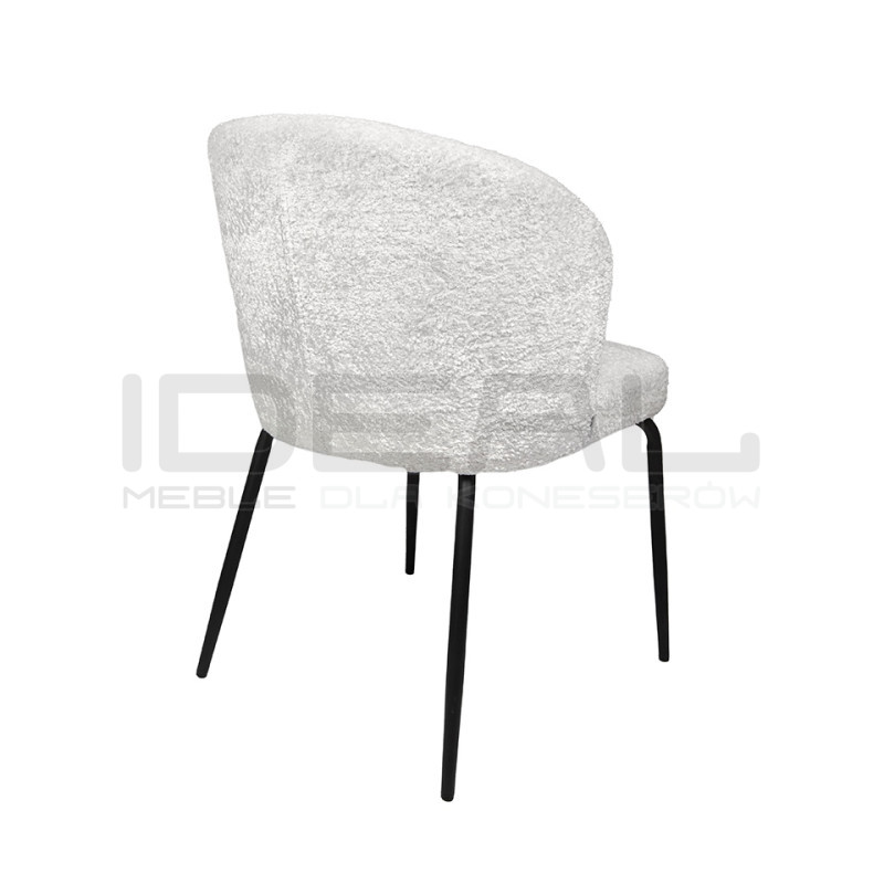 Krzesło tapicerowane GRETA białe z  czarnymi nogami