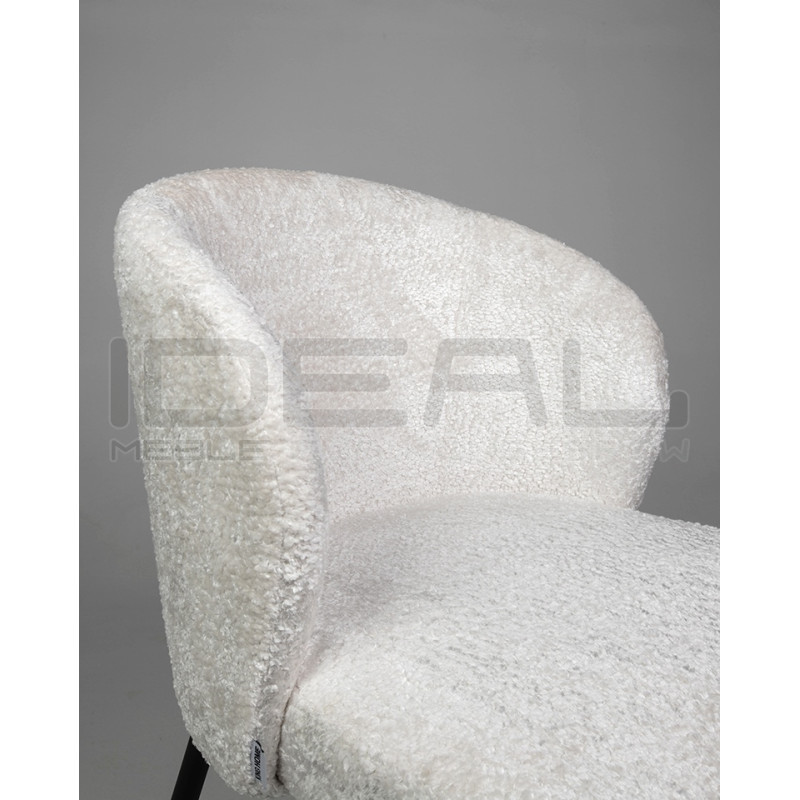 Krzesło tapicerowane GRETA białe z  czarnymi nogami