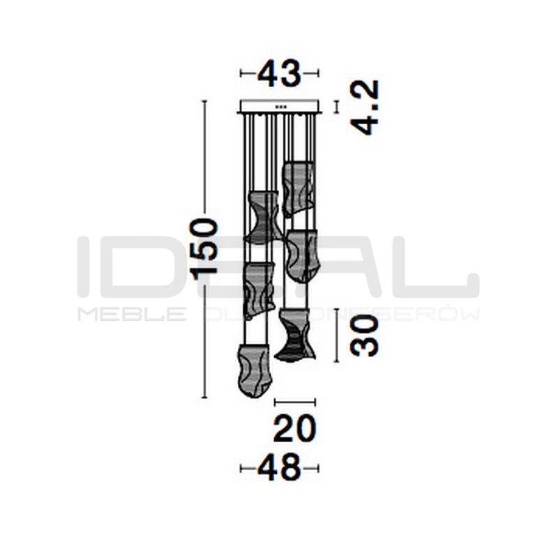 Lampa wisząca Blowin LED 6 kloszy jak dzwonki wietrzne