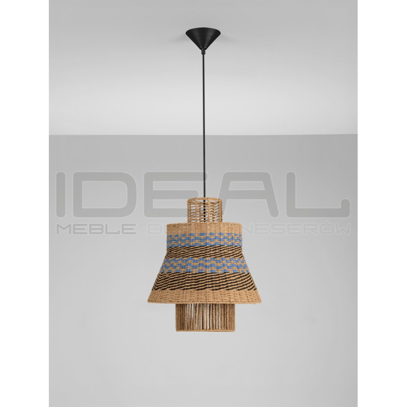 Lampa wisząca String 40 sznurek naturalny niebieski akcent