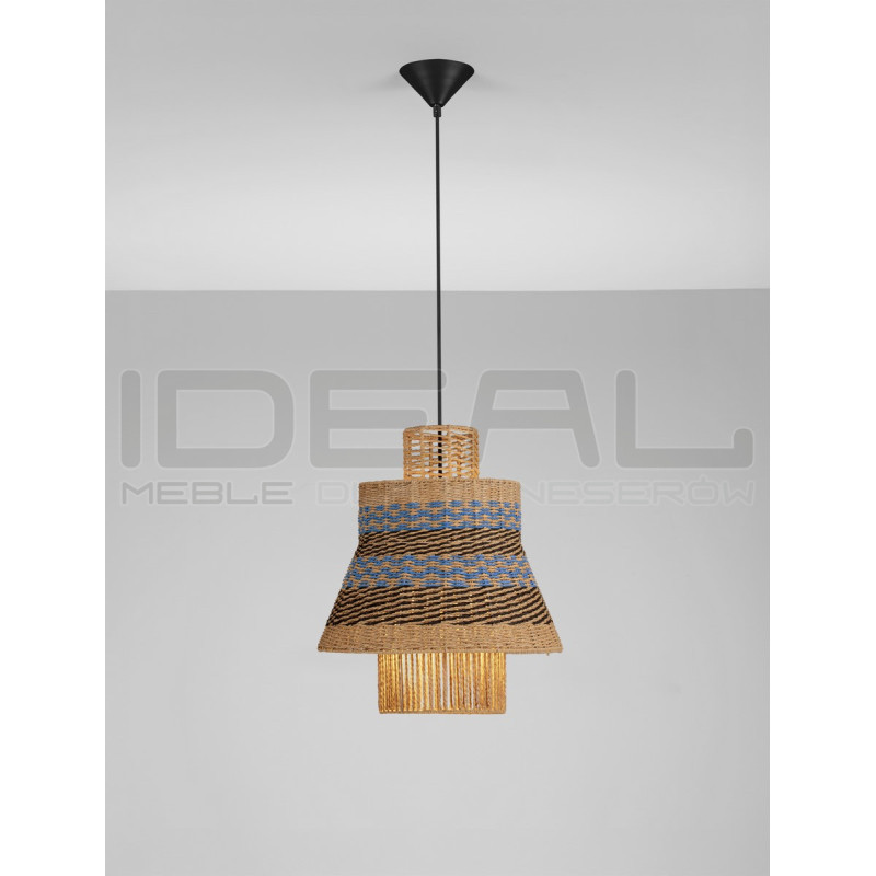 Lampa wisząca String 40 sznurek naturalny niebieski akcent