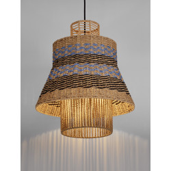 Lampa wisząca String 40 sznurek naturalny niebieski akcent