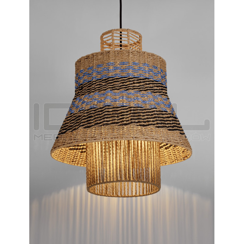 Lampa wisząca String 40 sznurek naturalny niebieski akcent