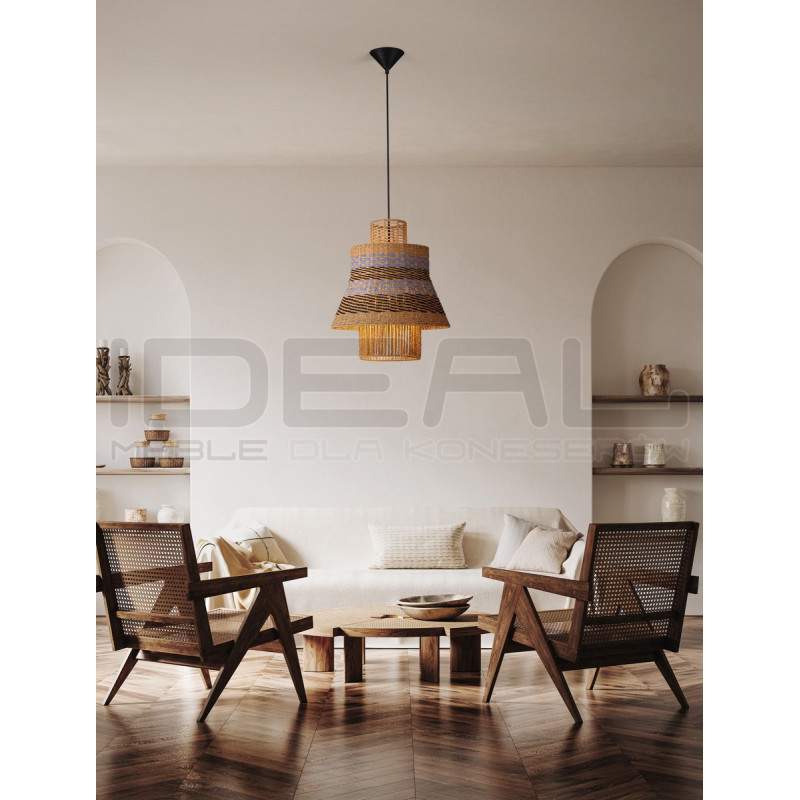 Lampa wisząca String 40 sznurek naturalny niebieski akcent