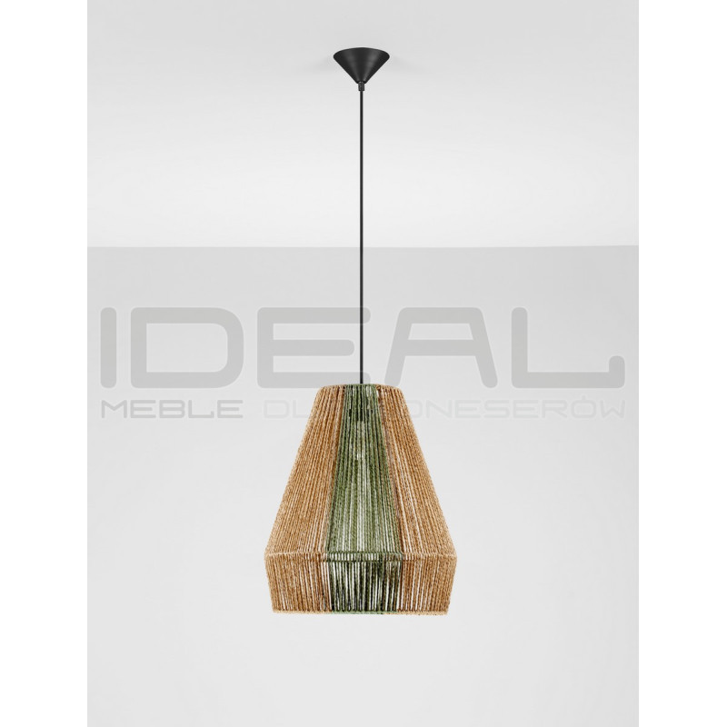 Naturalna lampa wisząca Greenzly 39 sznurek naturalny zielone akcenty