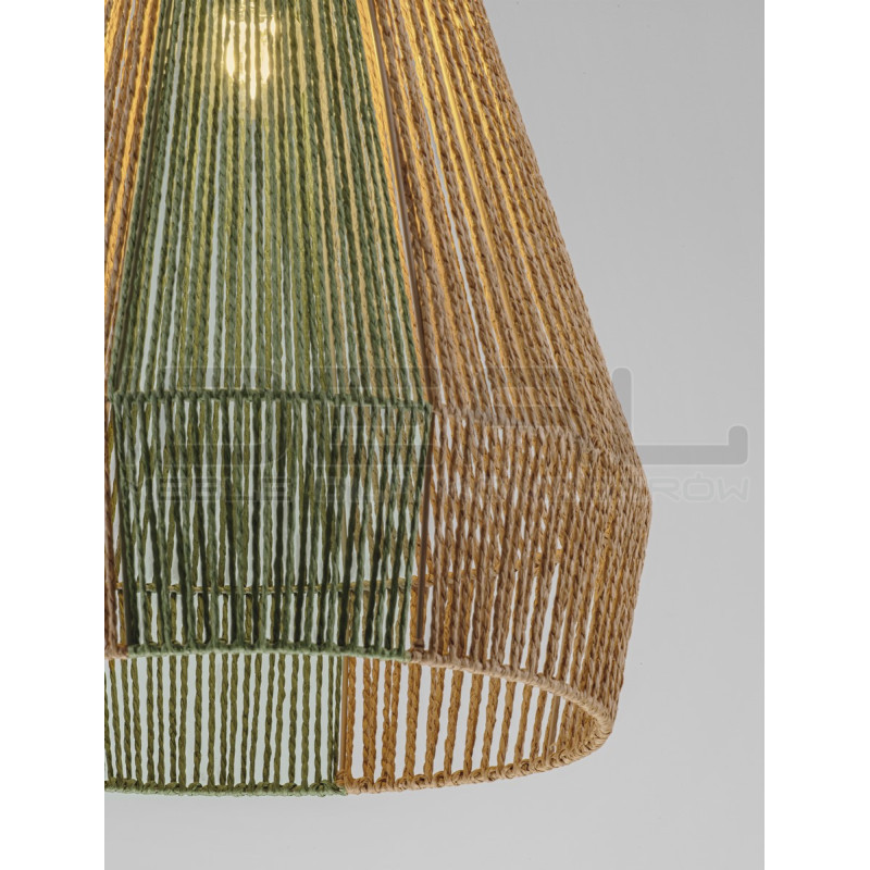 Naturalna lampa wisząca Greenzly 39 sznurek naturalny zielone akcenty