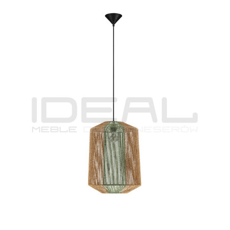 Naturalna lampa wisząca Miron 38 sznurek naturalny zielone akcenty
