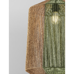 Naturalna lampa wisząca Miron 38 sznurek naturalny zielone akcenty