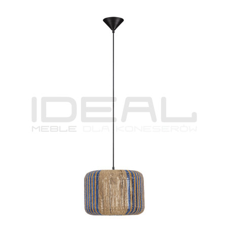 Naturalna lampa wisząca Dora 33  sznurek naturalny niebieskie akcenty