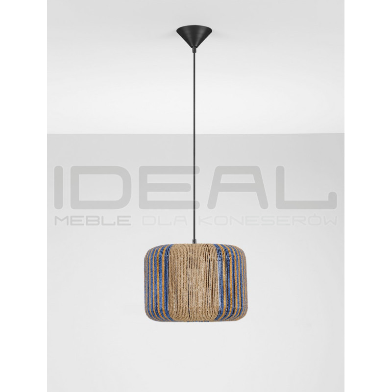 Naturalna lampa wisząca Dora 33  sznurek naturalny niebieskie akcenty