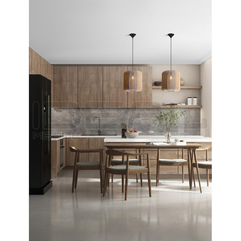 Naturalna lampa Jashua sznurek niebieskie akcenty do kuchni