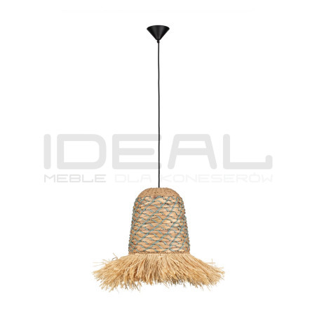 Wiejska Lampa wisząca rafia hiacynt sznurek Katia niebieska
