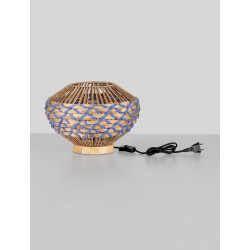 Naturalna Lampa stołowa sznurek hiacynt Leon niebieska