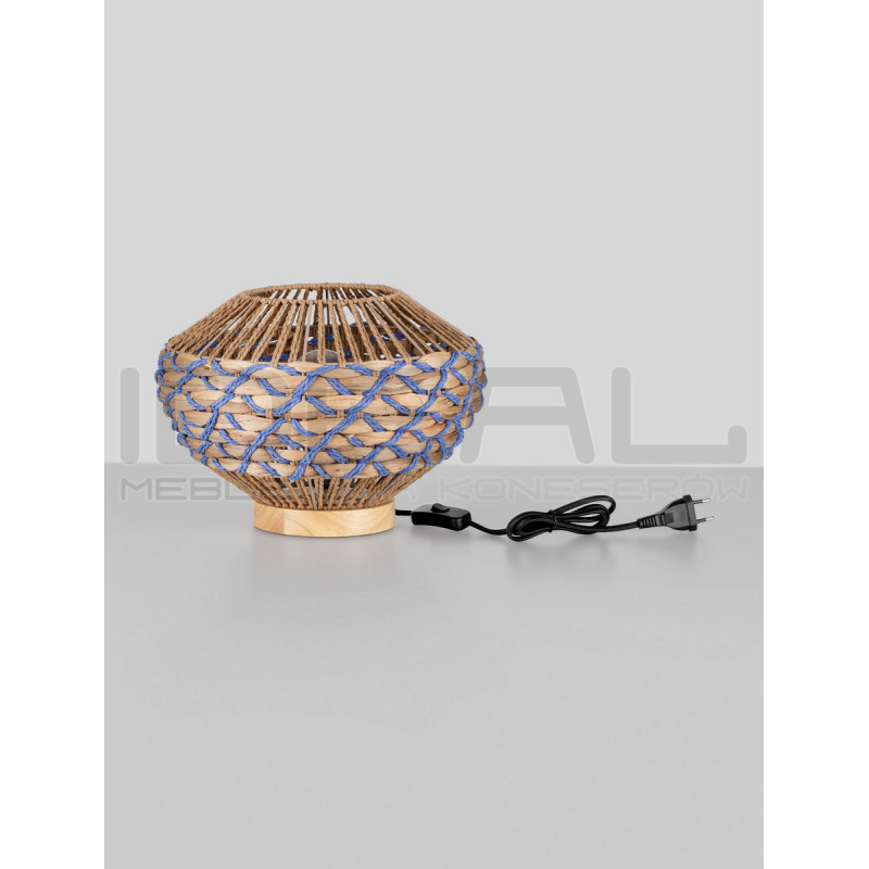 Naturalna Lampa stołowa sznurek hiacynt Leon niebieska