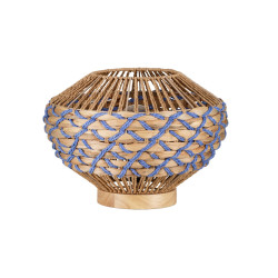 Naturalna Lampa stołowa sznurek hiacynt Leon niebieska