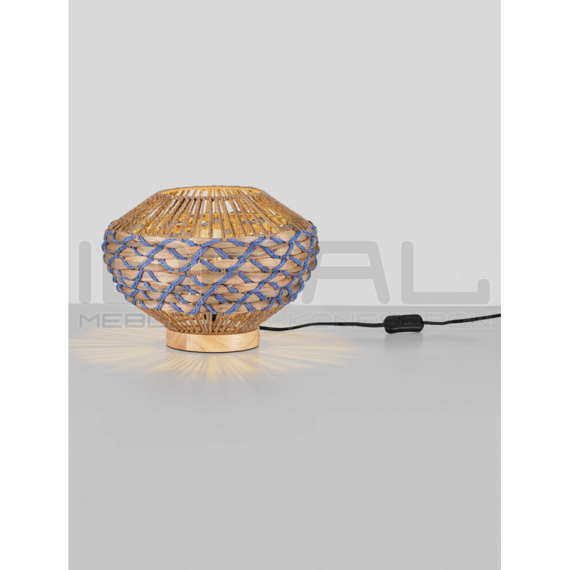 Naturalna Lampa stołowa sznurek hiacynt Leon niebieska