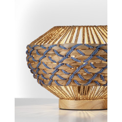 Naturalna Lampa stołowa sznurek hiacynt Leon niebieska