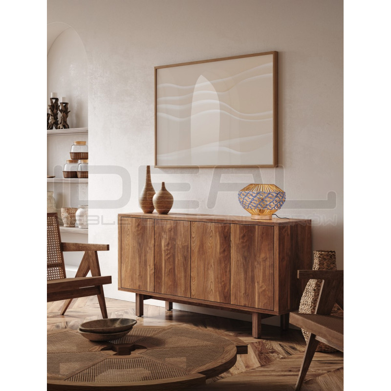 Naturalna Lampa stołowa sznurek hiacynt Leon niebieska