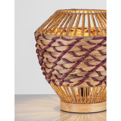 Pleciona Lampa stołowa  ze sznurka i hiacyntu Leon czerwona