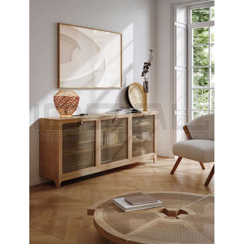 Pleciona Lampa stołowa  ze sznurka i hiacyntu Leon czerwona