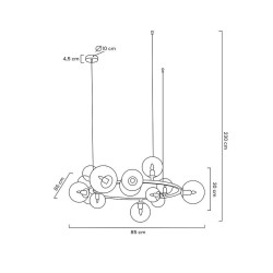 Lampa wisząca ALURE okrągła 85 złota 15 kloszy