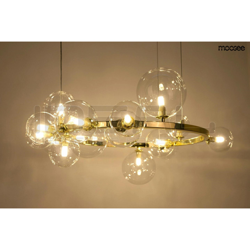 Lampa wisząca ALURE okrągła 85 złota 15 kloszy