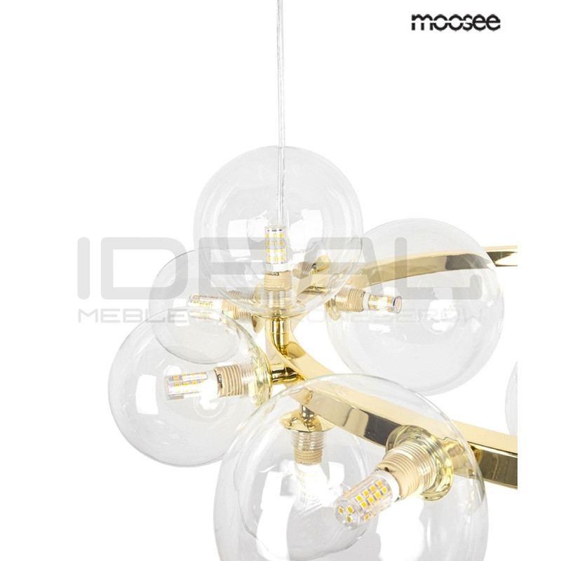 Lampa wisząca ALURE okrągła 85 złota 15 kloszy