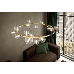 Lampa wisząca ALURE okrągła 85 złota 15 kloszy