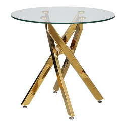 Stolik kawowy CROSS 60 szklany blat złota podstawa