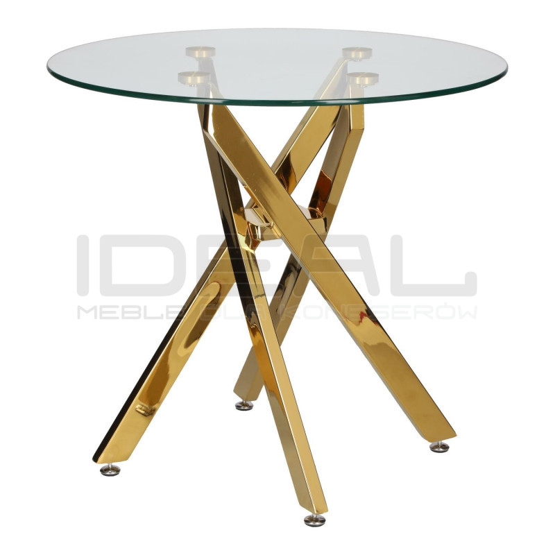 Stolik kawowy CROSS 60 szklany blat złota podstawa